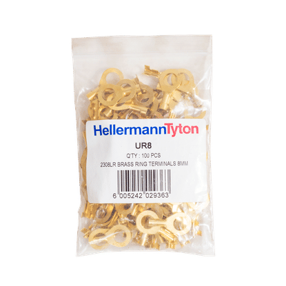 HELLERMANN TYTON BRASS 8mm RING TERMINAL