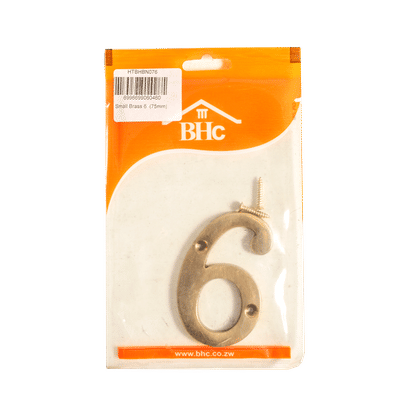 BHC SMALL 75mm No.6 BRASS NUMBER