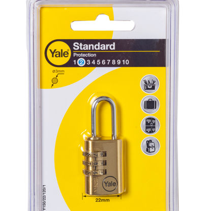 YALE BRASS 22mm COMBINATION PADLOCK