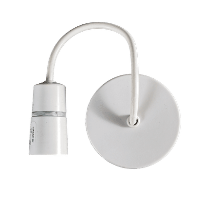 ES E27 WHITE CEILING ROSE + 22cm CORD AND LAMP HOLDER