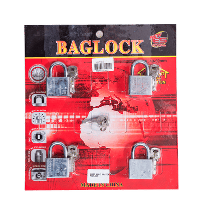 BAGLOCK MASTER KEY 4 PIECE 40mm PADLOCKS