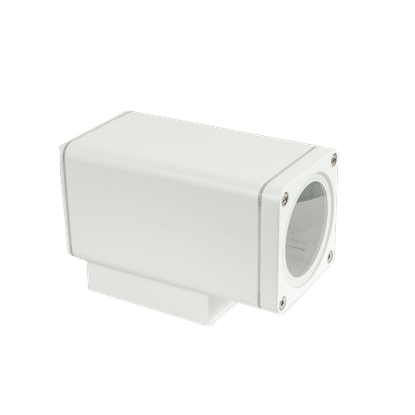SYNERJI KUBE SINGLE GU10 WHITE OUTDOOR WALL LIGHT