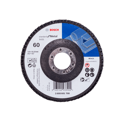BOSCH 60 GRIT 115x22.23mm FLAP DISC 