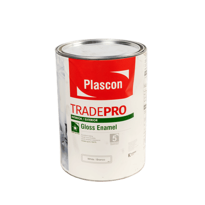 PLASCON TRADEPRO GLOSS ENAMEL WHITE 5Lt PAINT