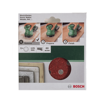 BOSCH ROUND 60 GRIT 125mm ORBITAL SAND SHEETS