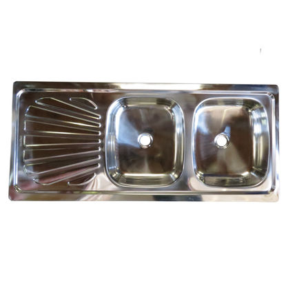 AQUATECH DOUBLE END DROP IN 1500x533x0.8mm S/LESS STEEL SINK + 110mm PLUG + WASTEPIPE
