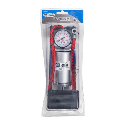 MOTO QUIP MQ7205 CHROME SINGLE BARREL FOOT PUMP WITH GAUGE