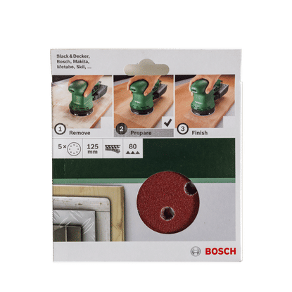 BOSCH ROUND 80 GRIT 125mm ORBITAL SAND SHEETS