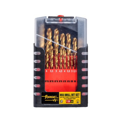 FORGE 19 PIECE HSS 1-10mm DRILL BIT SET