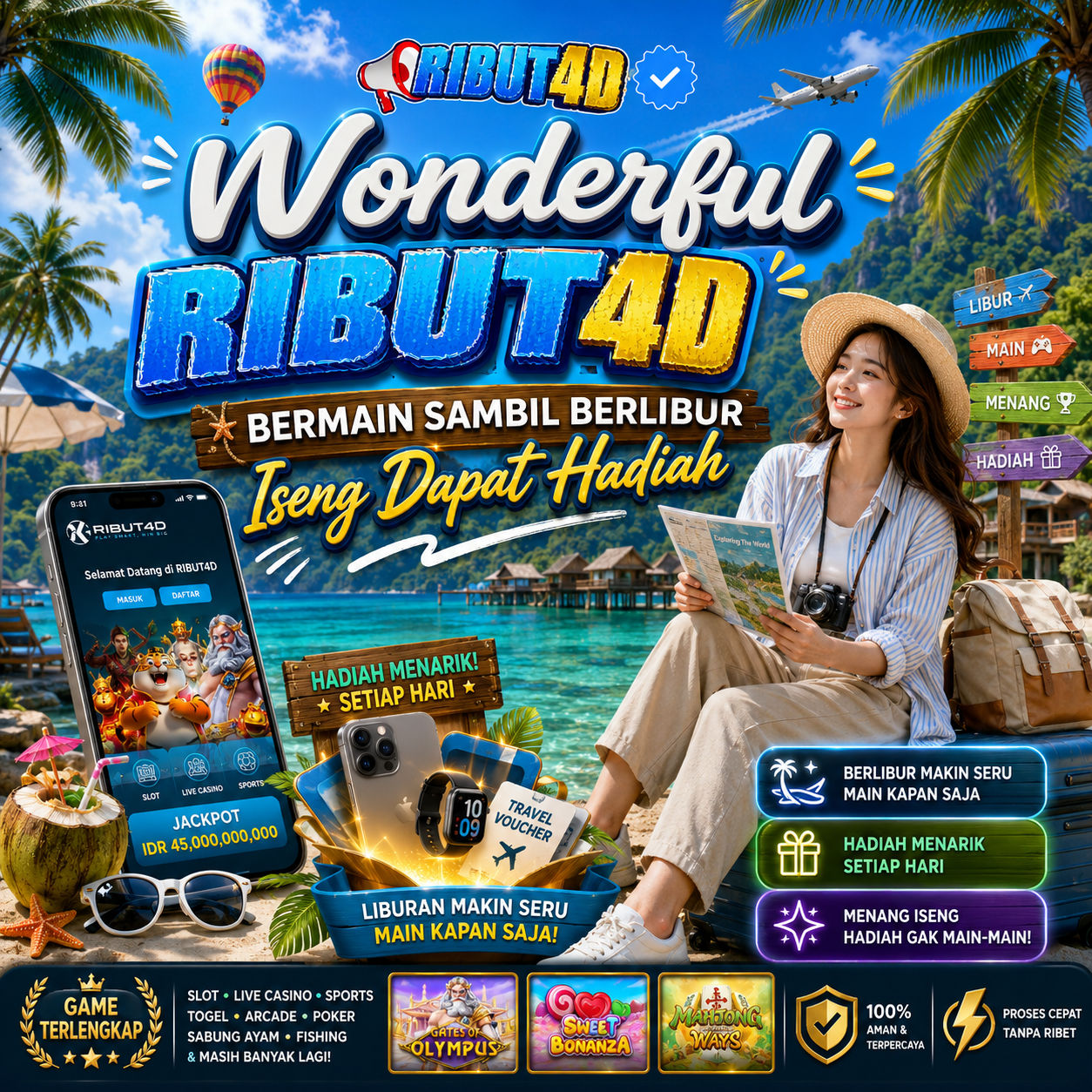Wonderful RIBUT4D - Bermain Sambil Berlibur Iseng Dapat Hadiah