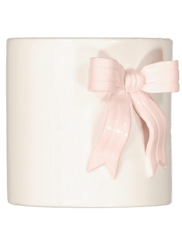 White Flower Pot With Bow