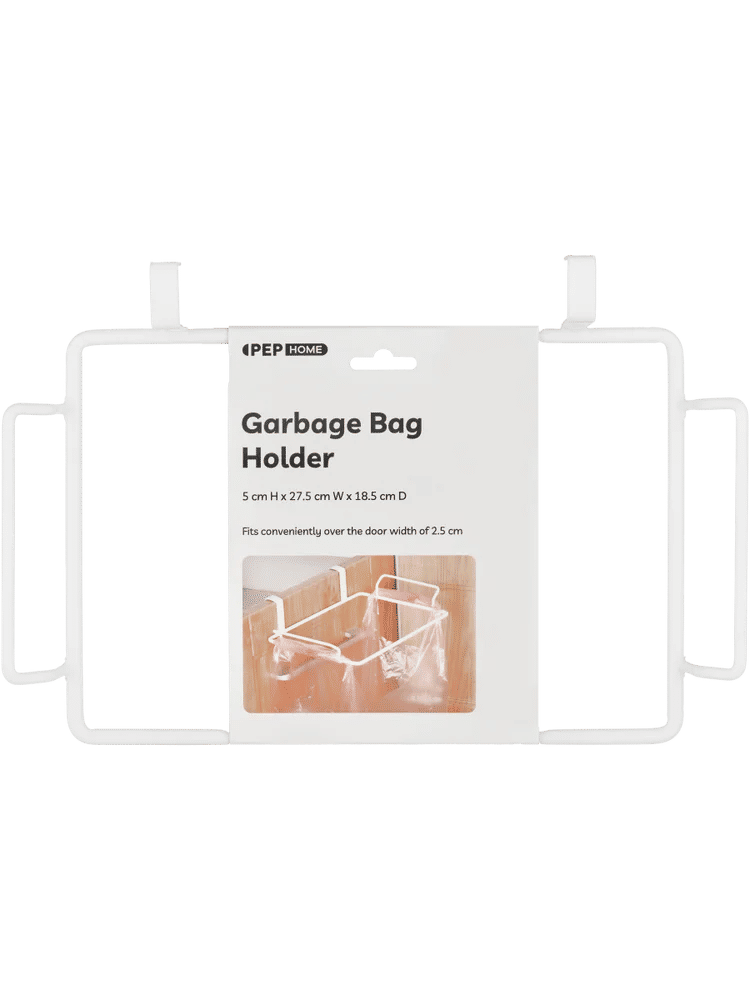 White Iron Over-Door Garbage Bag Holder Rack (1)