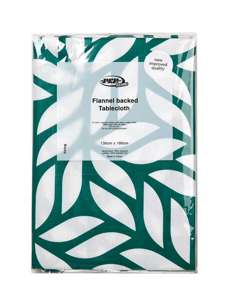 Green Leaf Flannel Tablecloth