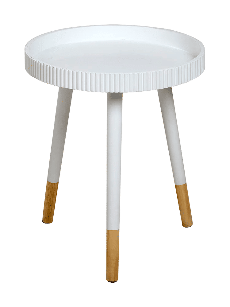 White Round Ridged Side Table