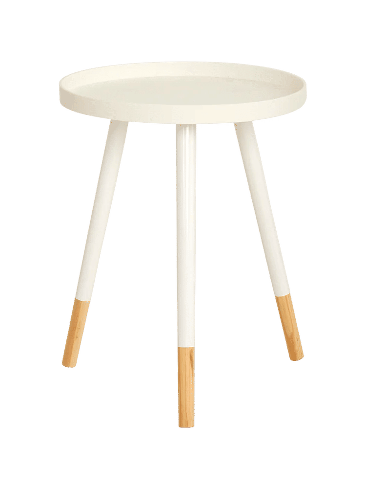 White Round Ridged Side Table (1)