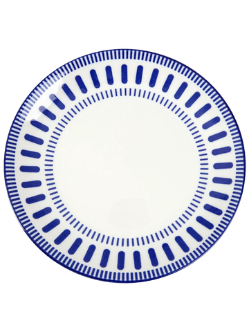Blue & White Geometric Porcelain Side Plate