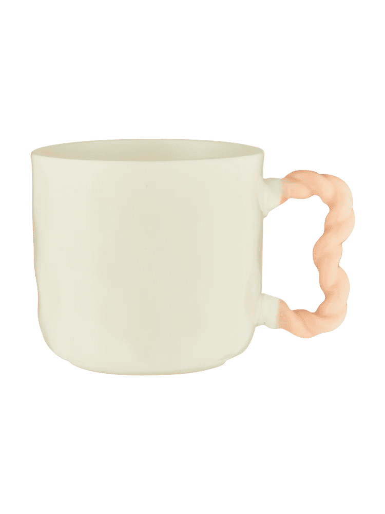 White Ceramic Mug with Orange Twisted Handle (1)