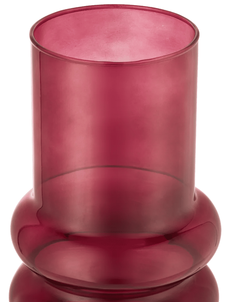 Cylindrical Deep Pink Glass Vase 26.8cm