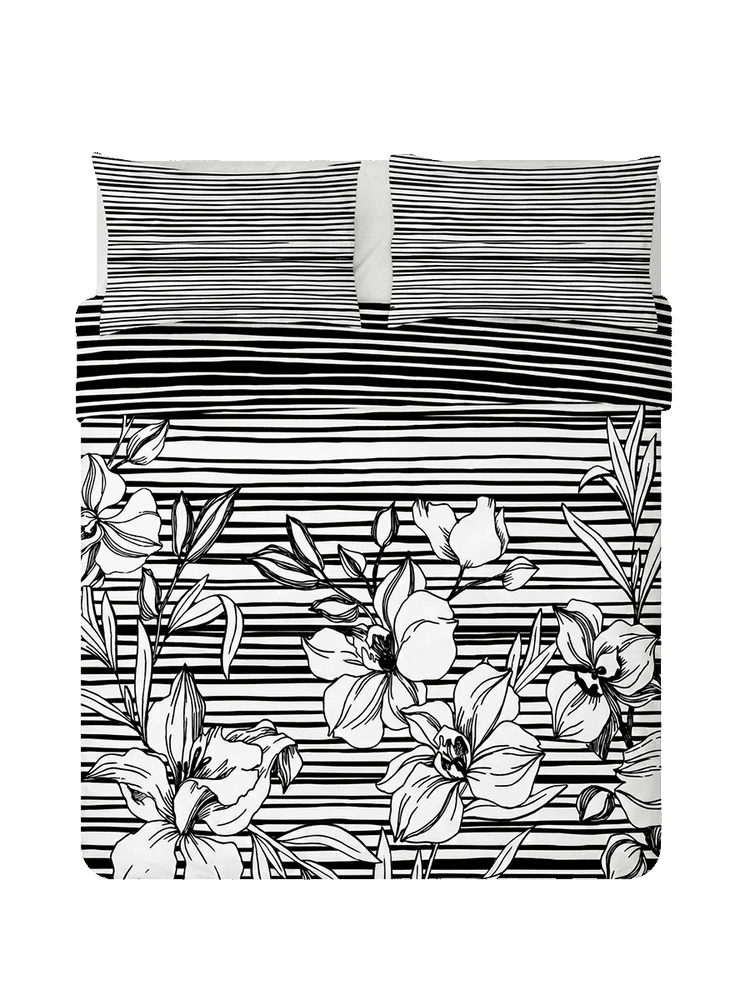 King Size Monochrome Floral Duvet