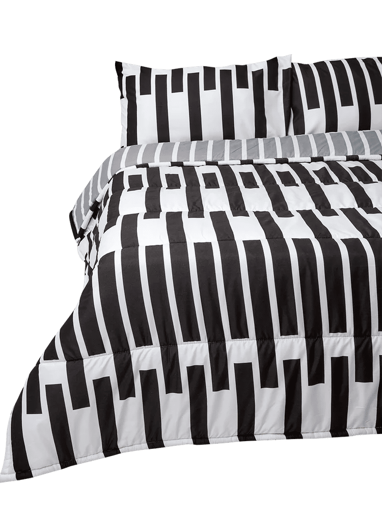 Geometric Black White Comforter Set Single & 3 Quarter Bed