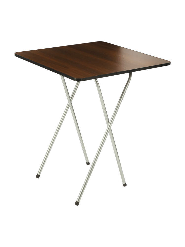 Square Folding Table Wood Grain Top Metal Legs 60x60x70cm