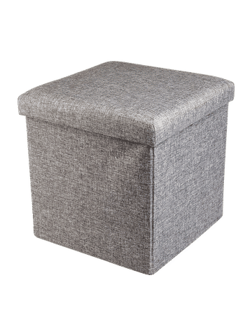 Gray Foldable Storage Ottoman Seat