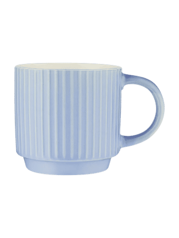 Light Blue Ribbed Ceramic Mug