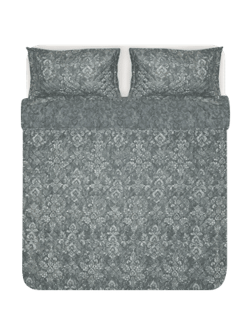 King Size Grey Damask Comforter Set