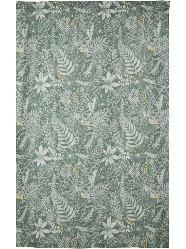 Green Leaves Microfibre Printed Cafe Curtain Set