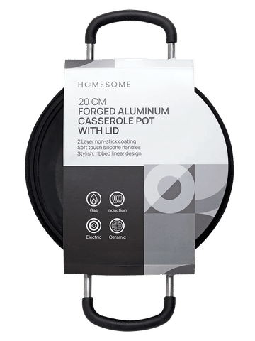 Black Non-Stick Casserole Pot With Comfort Handles 20Cm