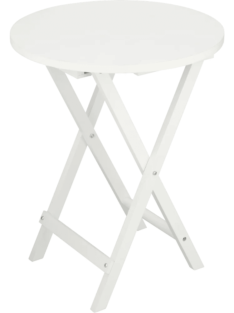 White Round Metal Folding Accent Table