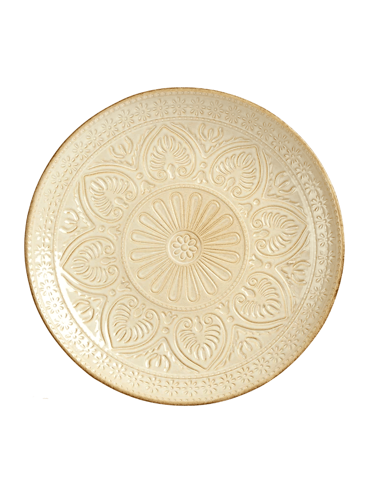 Embossed Ceramic Dinner Plate Cream 27cm