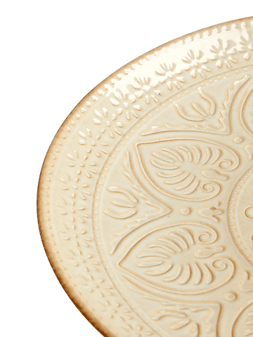 Embossed Ceramic Dinner Plate Cream 27cm