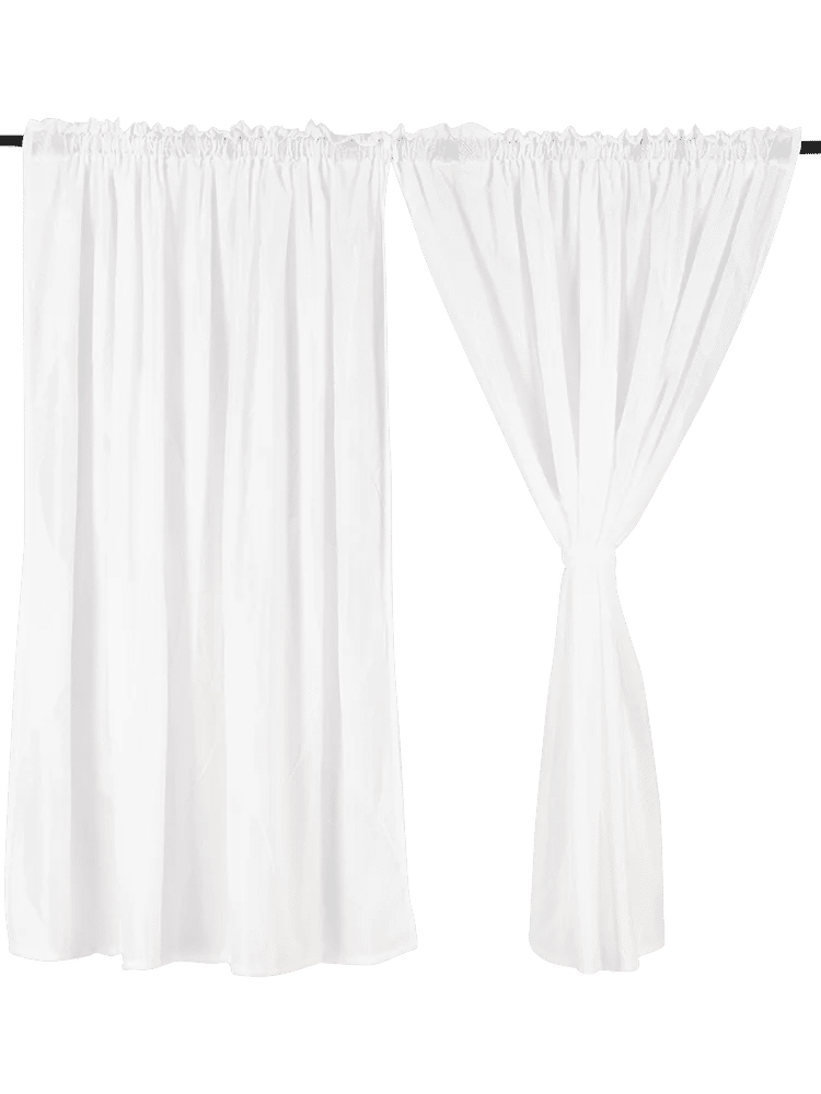 White Sheer Gathered Curtain Panel