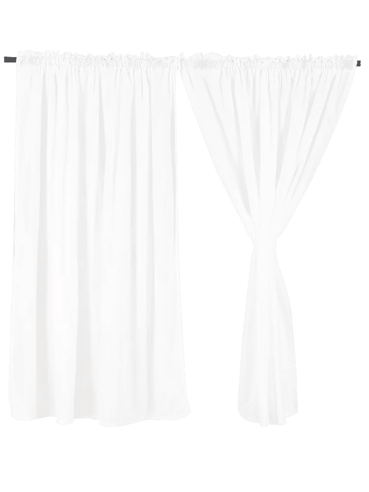 White Sheer Gathered Curtain Panel (1)
