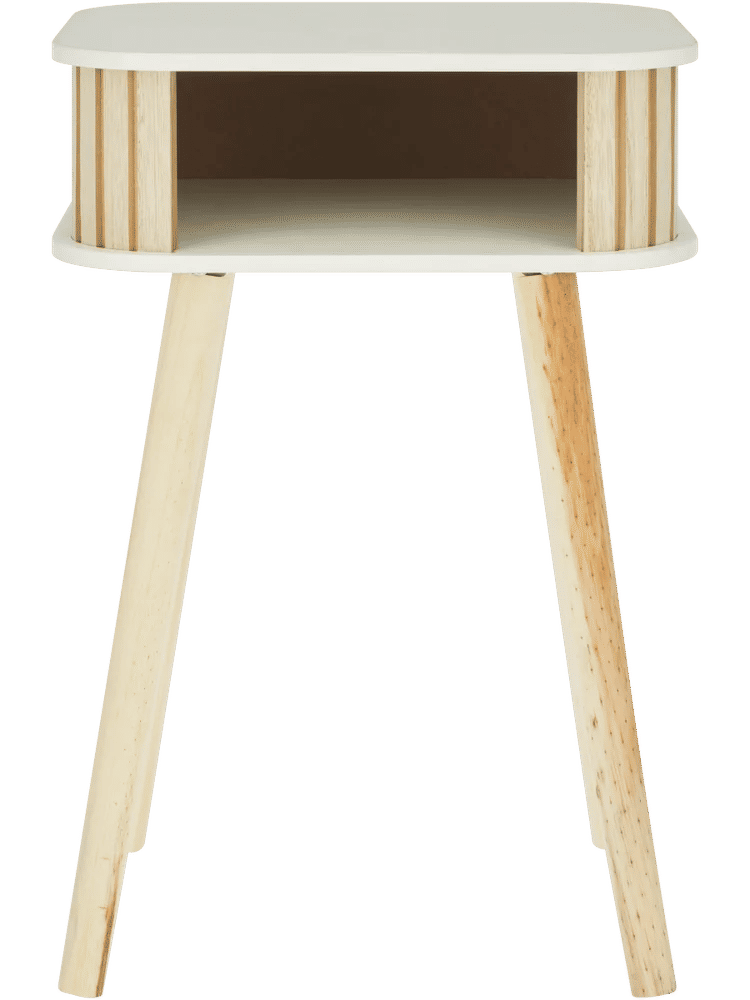 White Storage Wood Slatted Pedestal