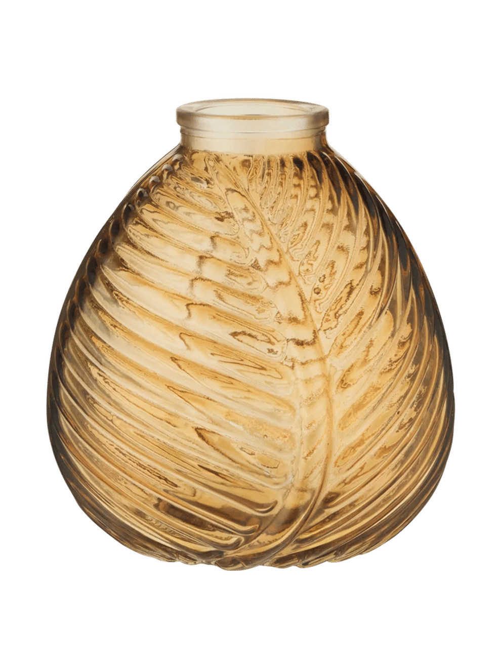 Vase with Embossed Leaf Design 11.9x13.2cm