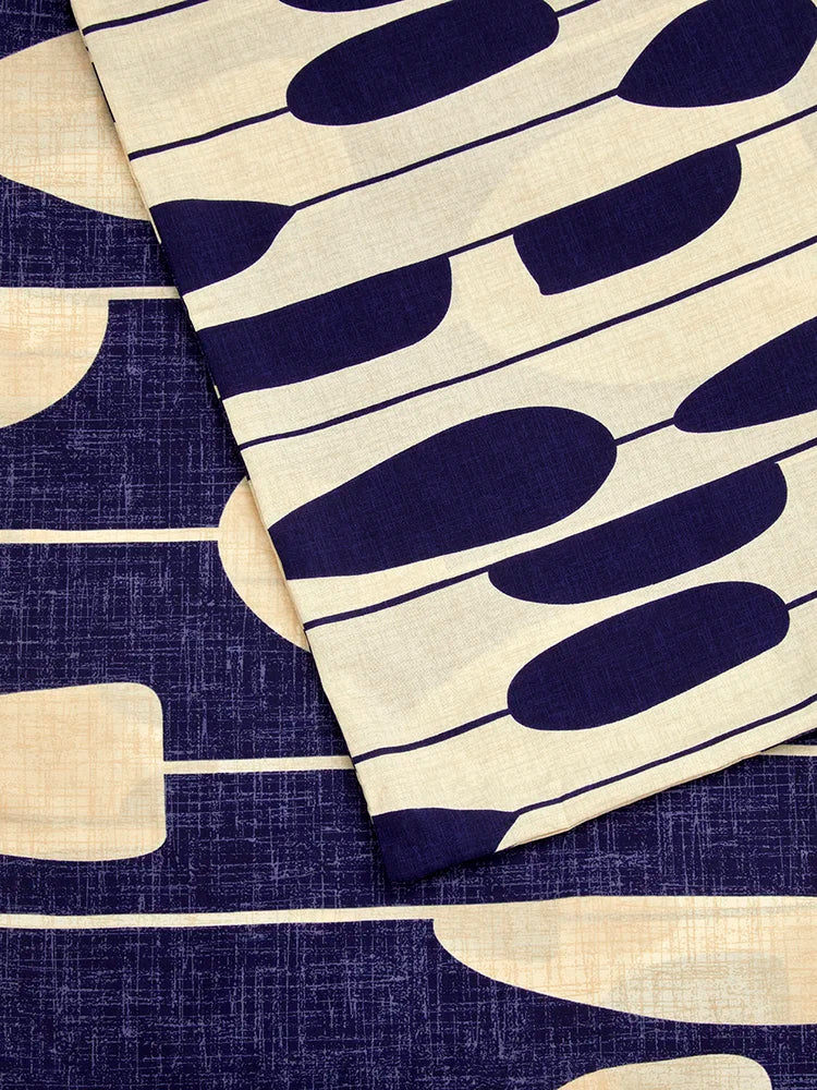 Single Bed Microfiber Duvet Cover Navy Geometric Pattern (1)