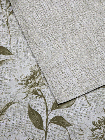 King Bed Duvet Cover Set Beige Green Floral Pattern Bedding