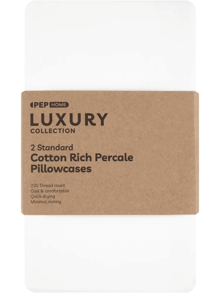 2 White Standard Pillowcases