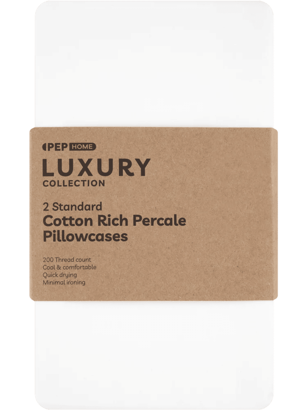 2 White Standard Pillowcases