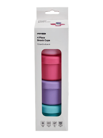 4 Piece Colorful Plastic Snack Cups 7.3x6cm