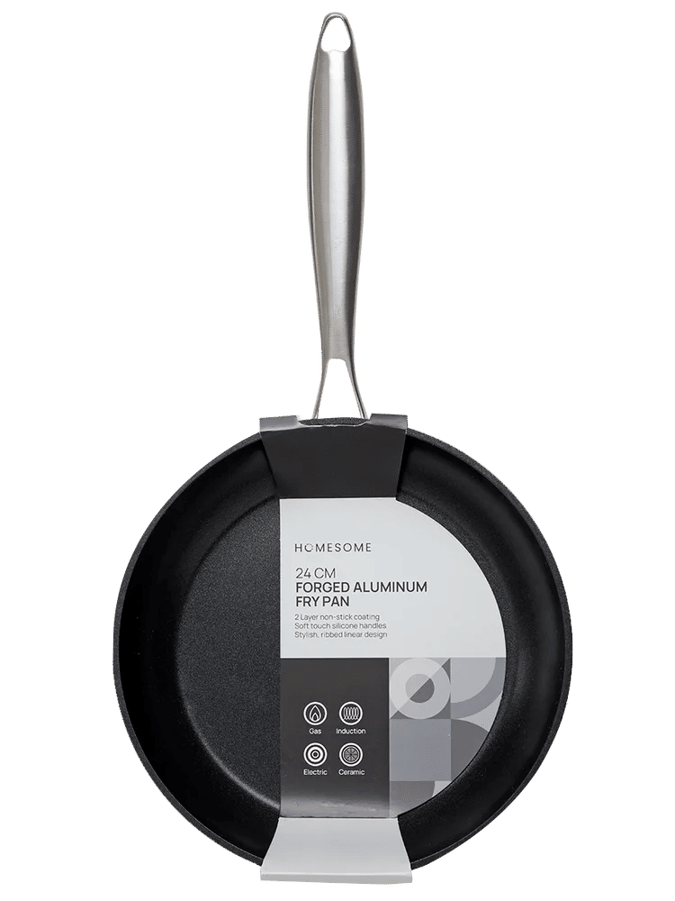 Durable Black Non-Stick Frying Pan With Ribbed Exterior 24Cm