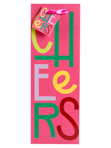 Pink Cheers Gift Bag with Ribbon Handles
