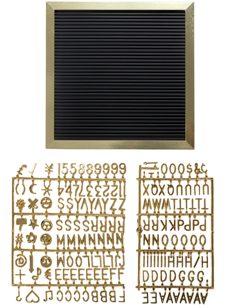 Black & Gold Peg Letter Board 25x25cm