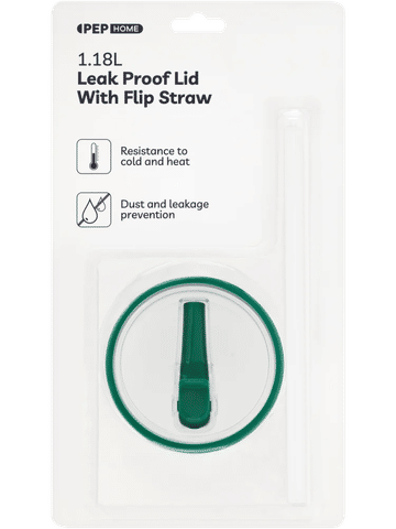 Green Leak Proof Lid With Flip Straw