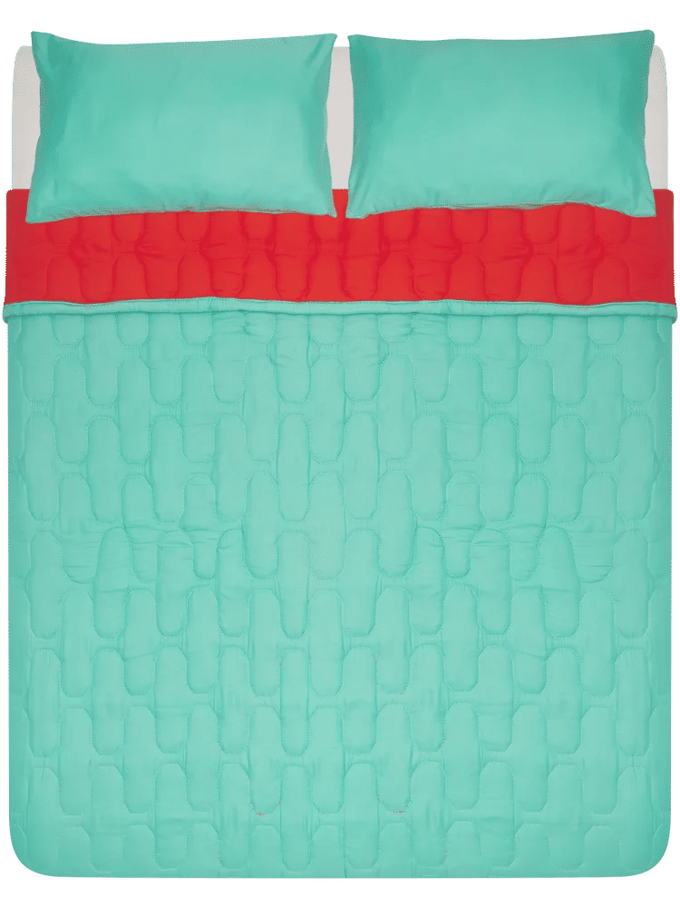 Queen Bed Ice Green And Orange Microfleece Tonal Comforters