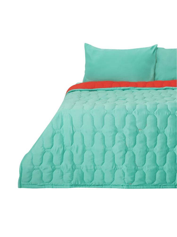 Queen Bed Ice Green And Orange Microfleece Tonal Comforters (1)