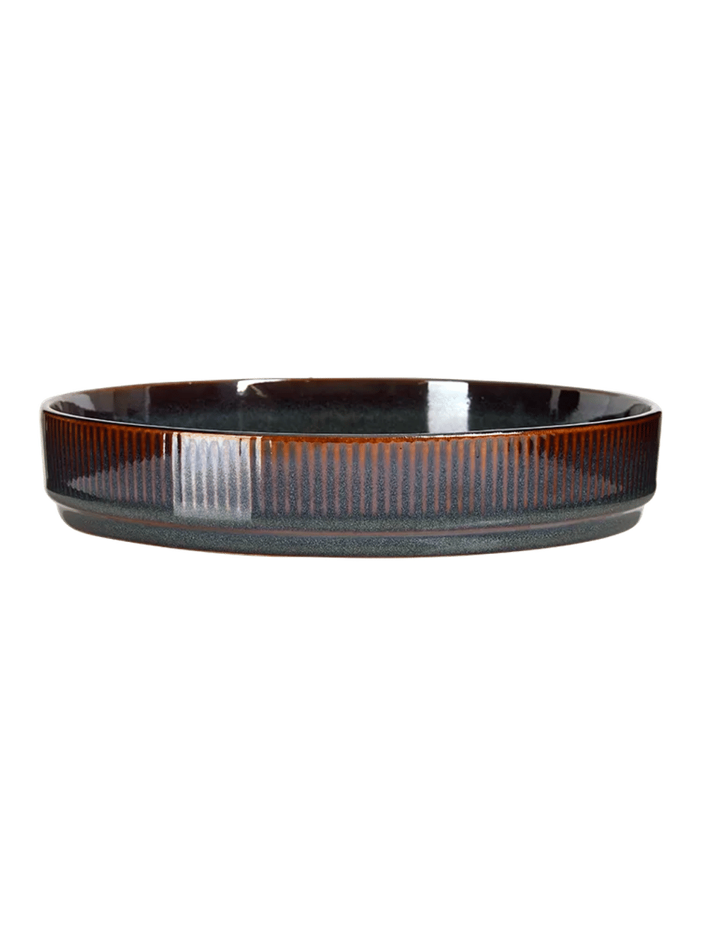 Two-Tone Ribbed Ceramic Serving Bowl 20.8 cm