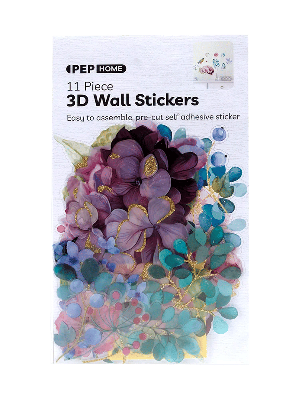11 Piece 3D Floral Wall Stickers